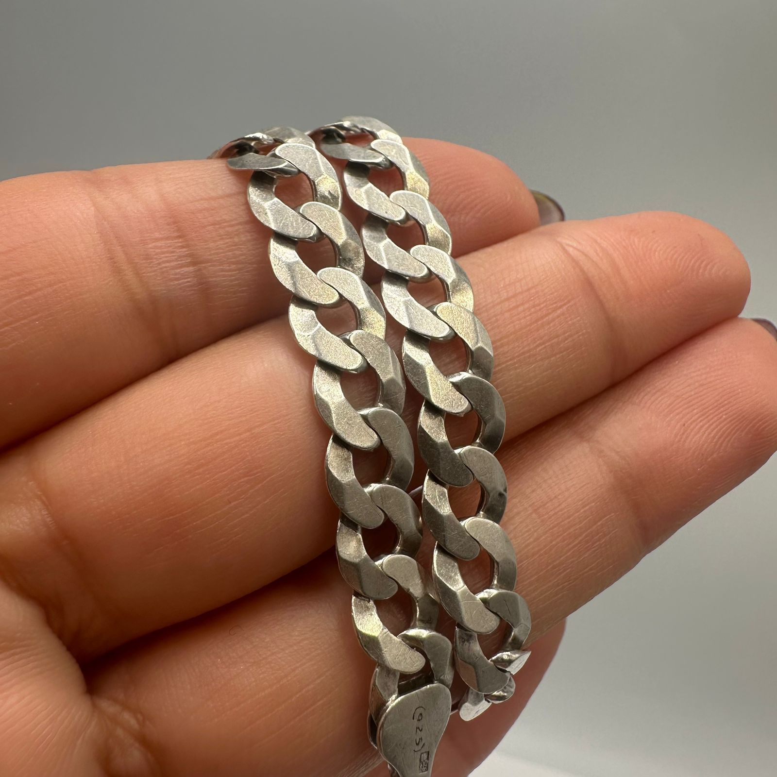 Sterling Silver Vintage 925 Sterling Silver Curb Chain Bracelet Size ONE SIZE - 1 Thumbnail
