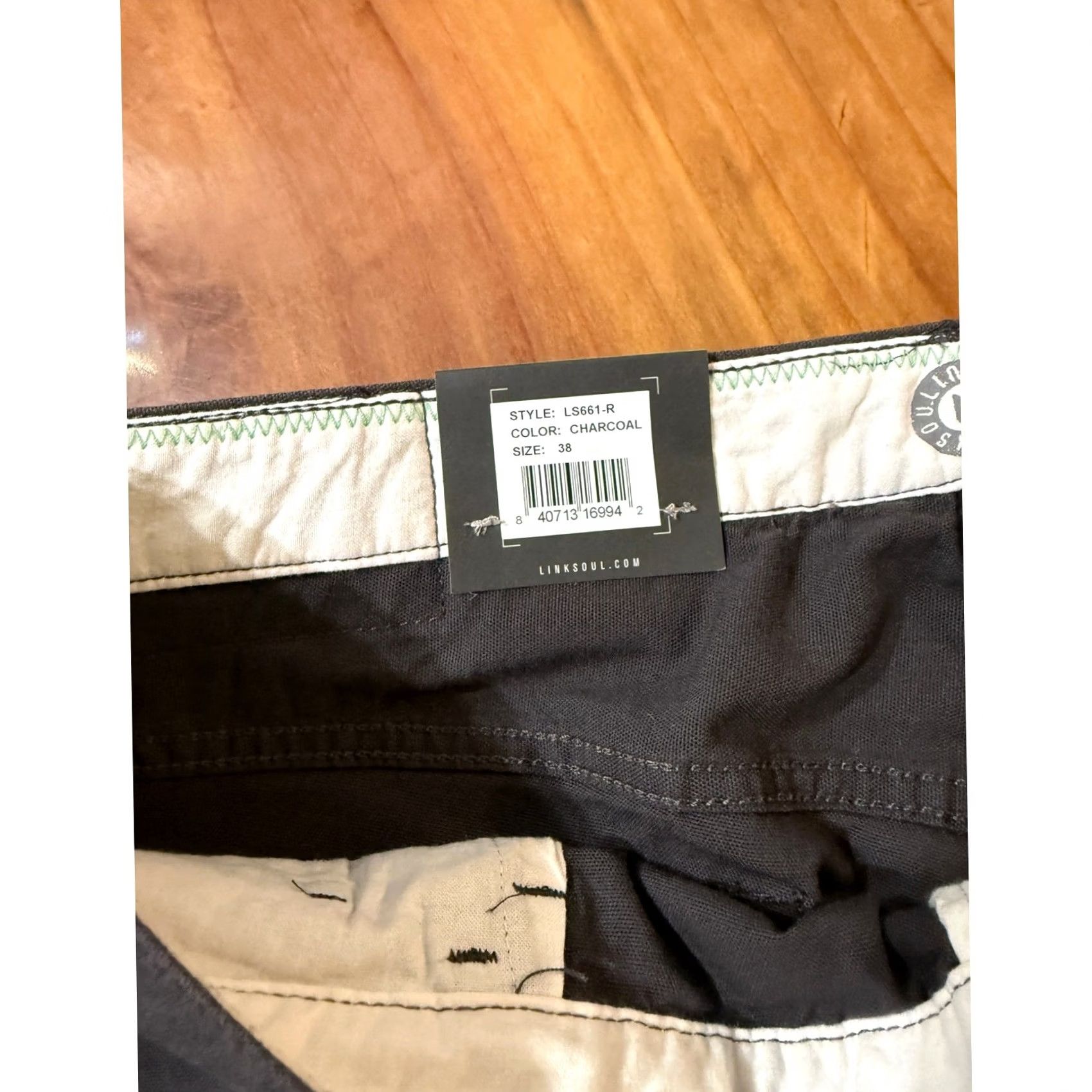 Vintage Linksoul Pants 38 x 31.5 Bamboo Cotton Straight Chino Stretch Charcoal Gray NN Logo Flat Front Men Regular Classic Size 38 Pants Mens Size US 38 / EU 54 - 4 Thumbnail