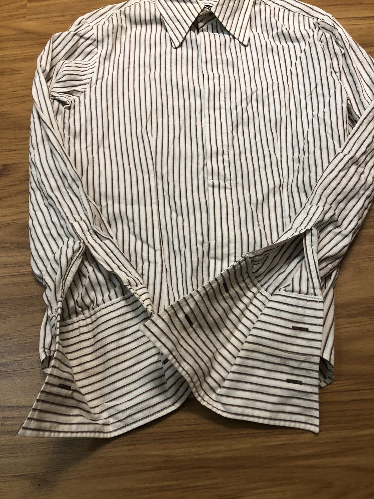 14th Addiction × KMRii × Tornado Mart 2000s Tornado Mart - Vertical Stripe Hidden Button L/S Shirt Size US M / EU 48-50 / 2 - 5 Thumbnail