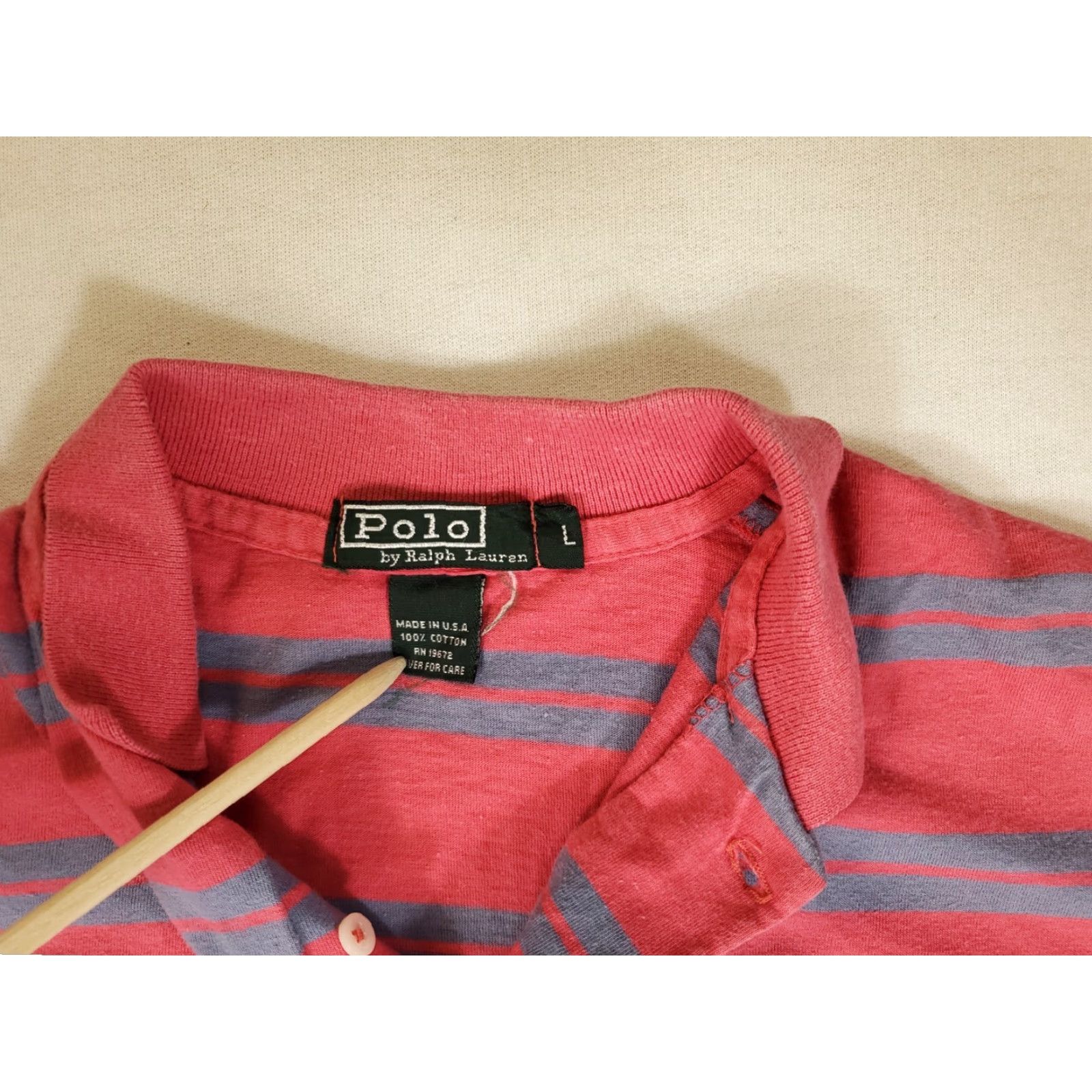 Polo Ralph Lauren VINTAGE Polo Ralph Lauren Women's Polo Shirt L Pink Striped Made USA Size L / US 10 / IT 46 - 3 Thumbnail