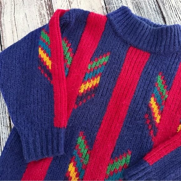 Vintage Vintage 80’s Wool Blend Funky Knit Sweater Size M / US 6-8 / IT 42-44 - 2 Thumbnail