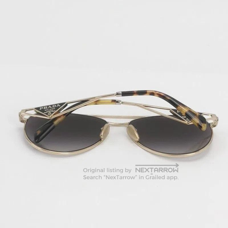 Prada Prada Triangular Logo Aviator Sunglasses. Size ONE SIZE - 5 Thumbnail