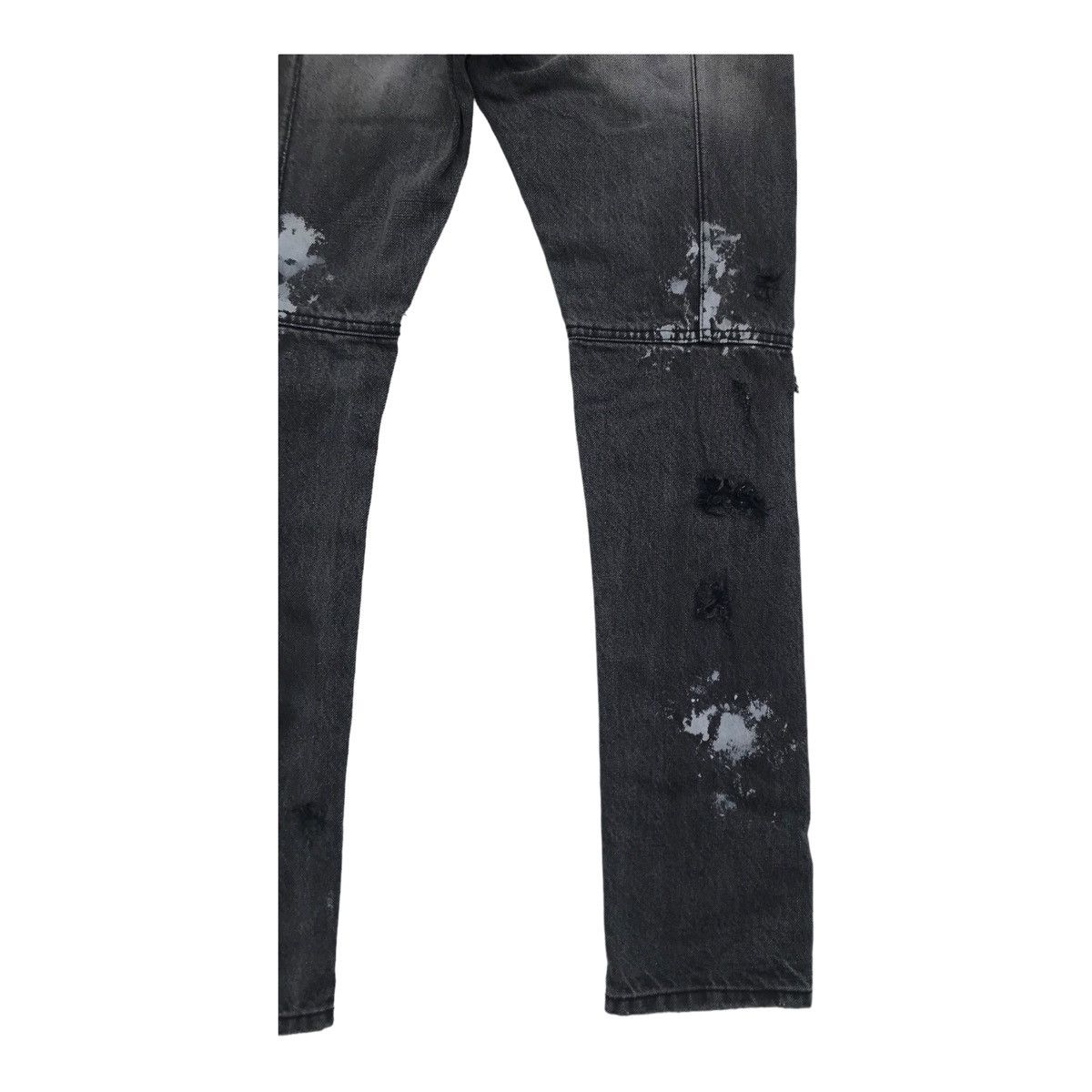 Japanese Brand Dot & Stripe Paint Splash Distressed Black Skinny Denim Pant Size US 31 - 21 Thumbnail
