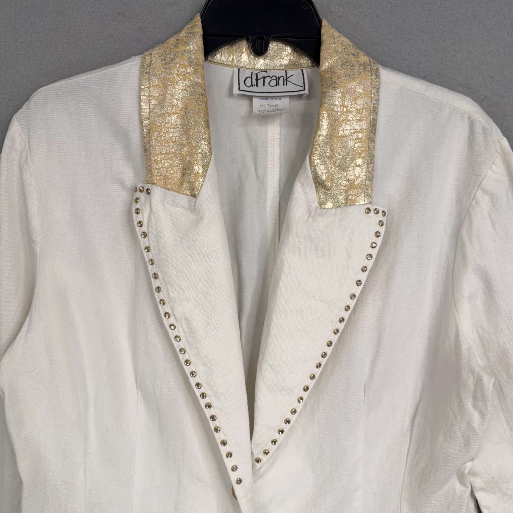 Vintage VINTAGE d. Frank Blazer Womens 10 White Western Studded Embroidered USA Gold Shirt Womens Size L / US 10 / IT 46 - 2 Thumbnail