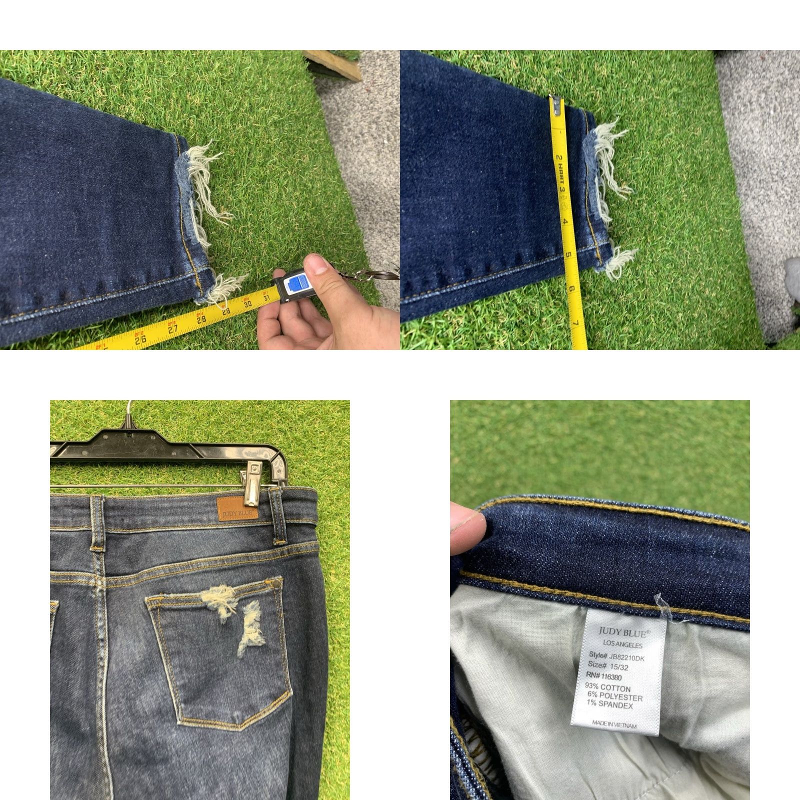 Vintage Judy Blue Jeans Womens 15/32 Skinny Fit JB82210DK Distressed Raw Hem Dark Wash Size 36" / US 14 / IT 50 - 8 Thumbnail