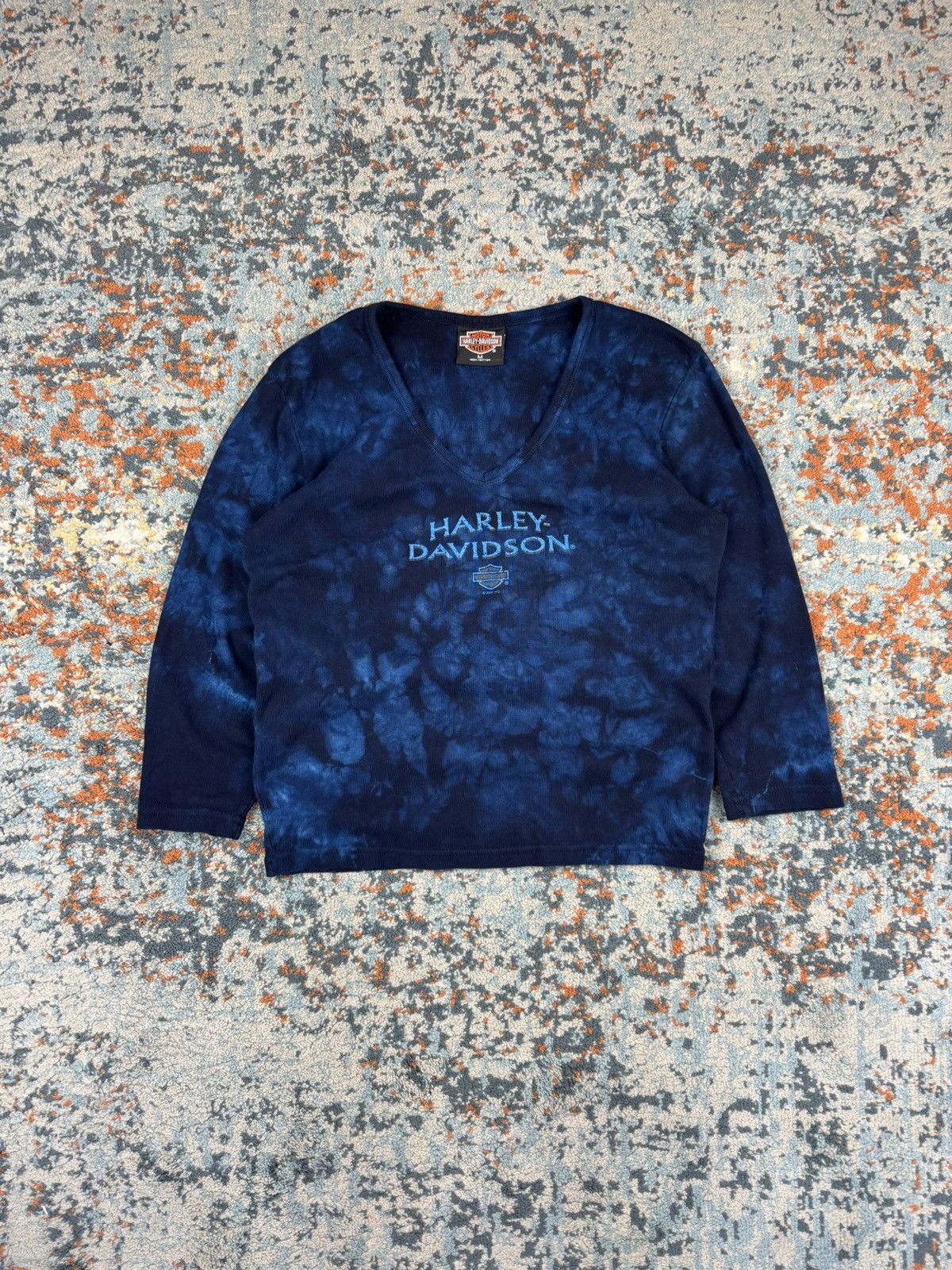 Harley Davidson Vintage Y2K Harley Davidson USA tie dye 3/4 ribbed top tee Size M / US 6-8 / IT 42-44 - 1 Thumbnail