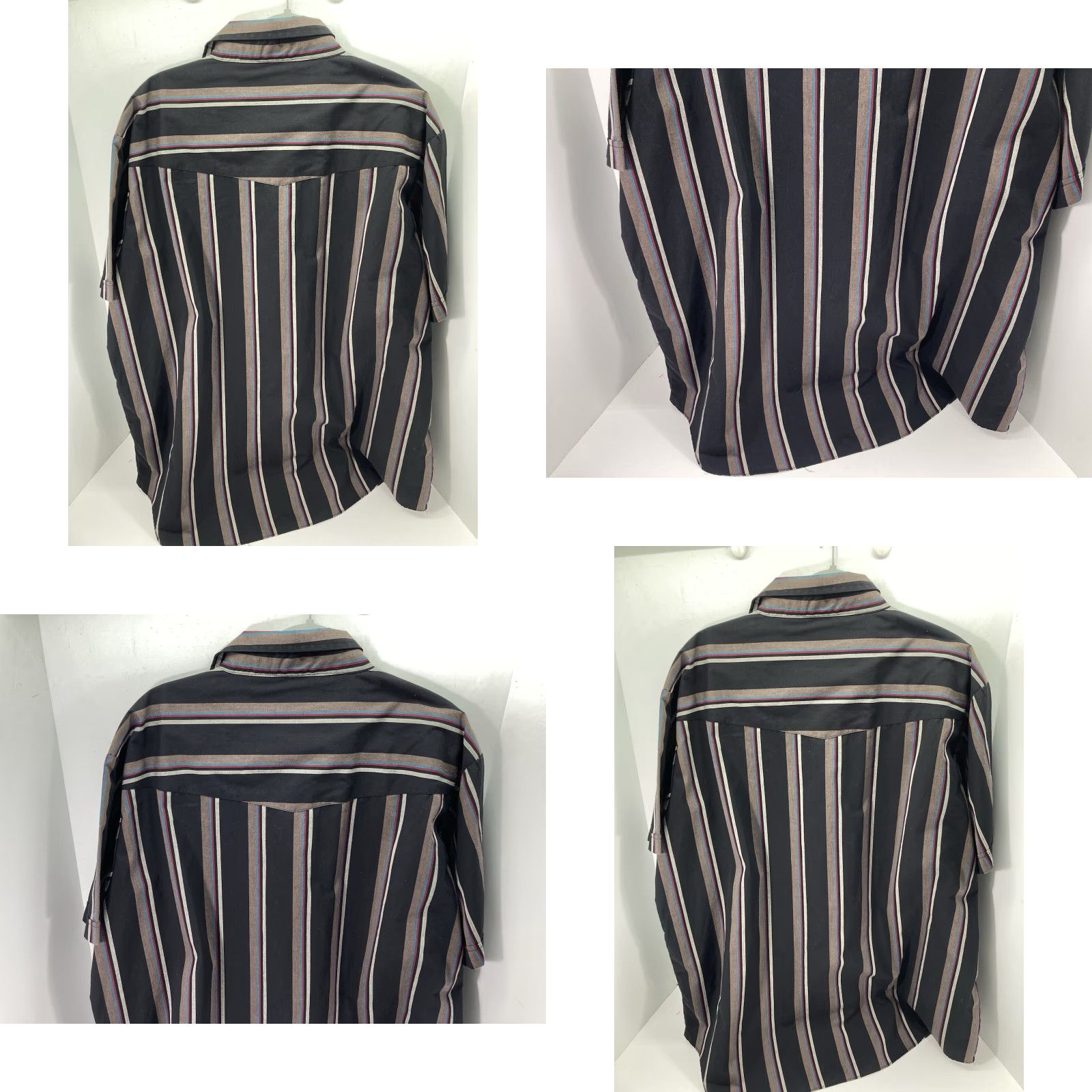 Vintage VINTAGE Plains Big Man Pearl Snap Western Shirt Men Big 2X Black Stripe Short Sleeve VTG NWOT Size US XXL / EU 58 / 5 - 8 Thumbnail
