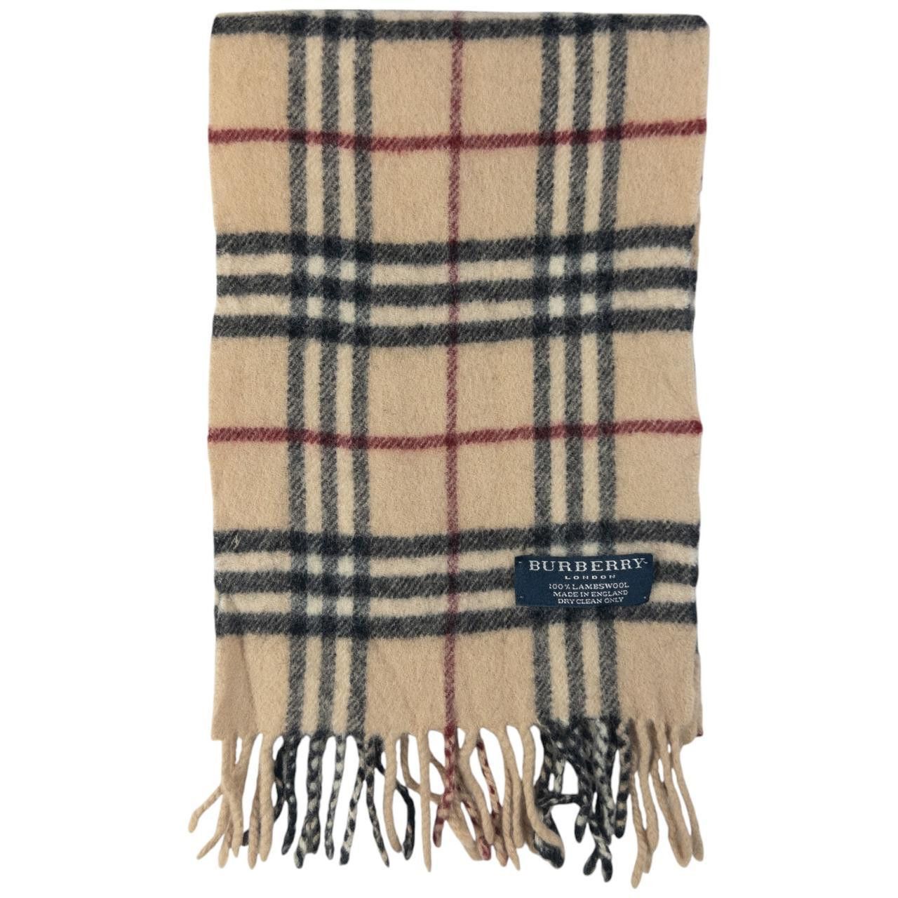 Vintage Burberry Nova Check Lambswool Tassel Scarf