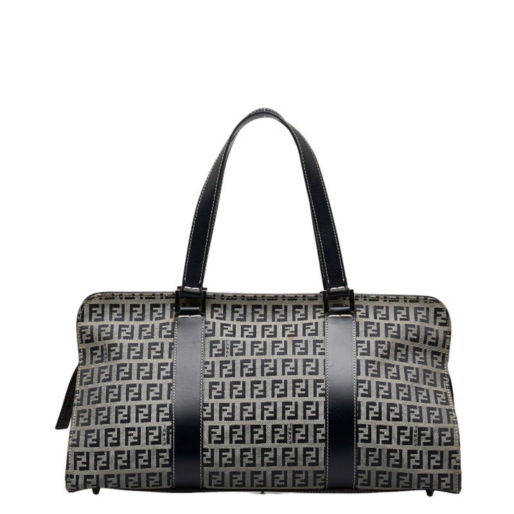 image of Fendi Zucchino Handbag 83163090012 Navy Canvas Leather Women's in Blue