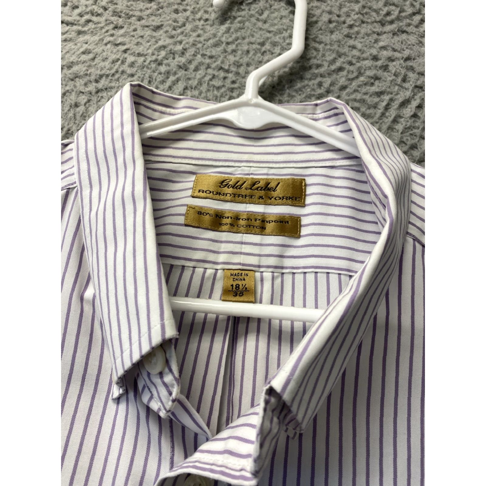 Roundtree & Yorke Roundtree & Yorke Shirt Mens Gold Label Long Sleeve Stripes 18.5 X 35 112-64 Size US XXL / EU 58 / 5 - 4 Thumbnail