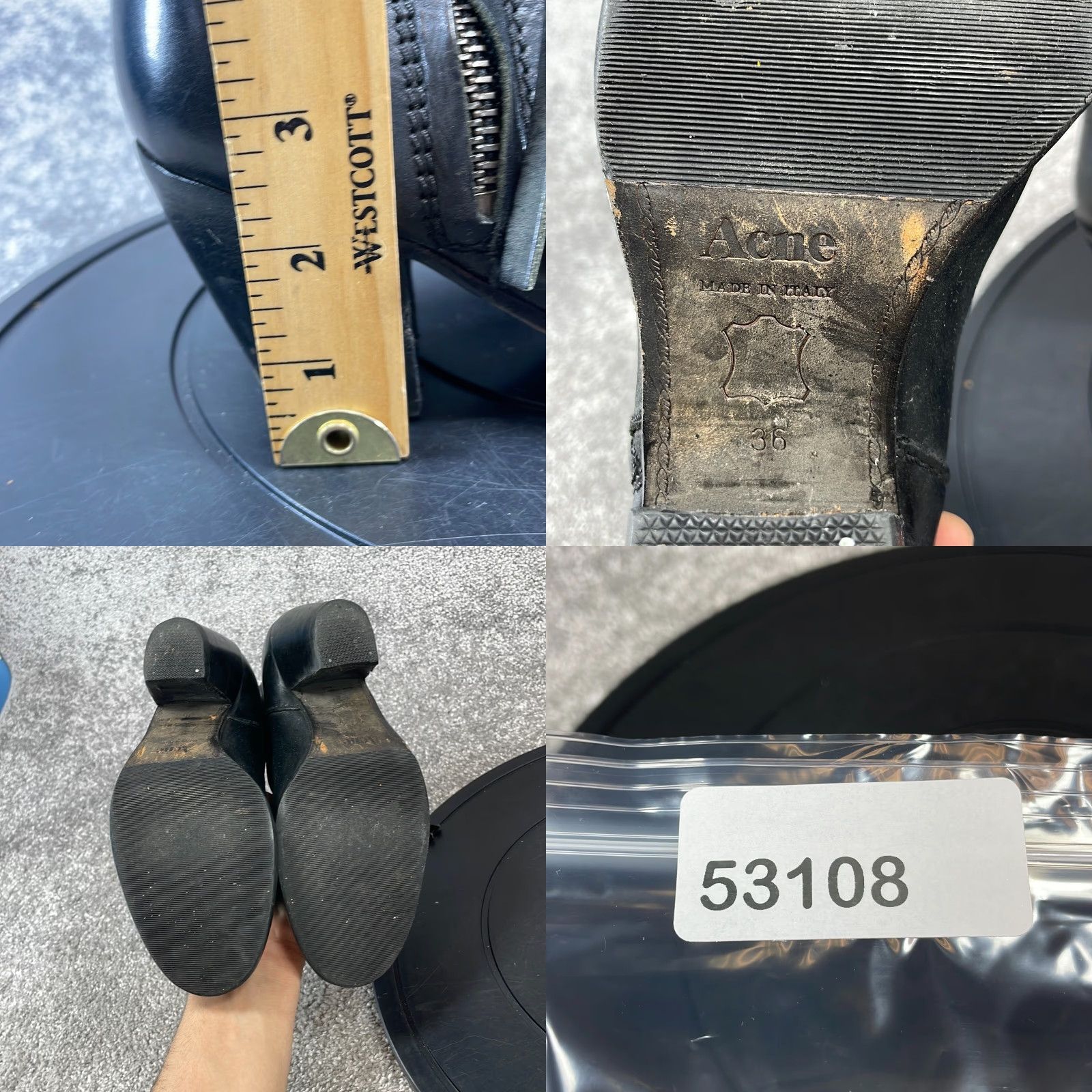 Acne Studios Acne Studios Booties Women's Size 6 Black Leather Almond Toe Block Heel Ankle Size US 6 / IT 36 - 8 Thumbnail