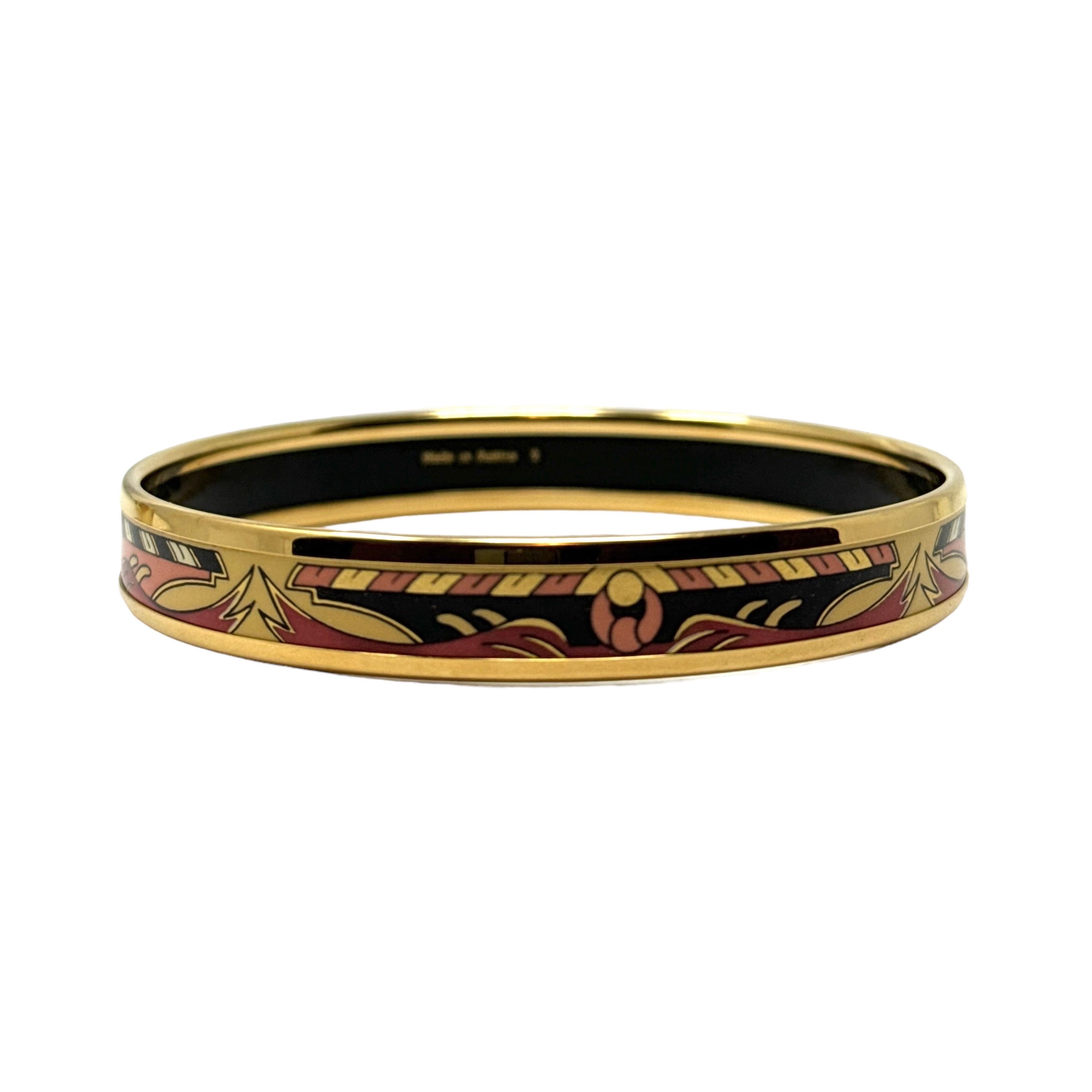 Hermes Hermes Rope Motif Gold Red Black Enamel Bangle Bracelet | Grailed