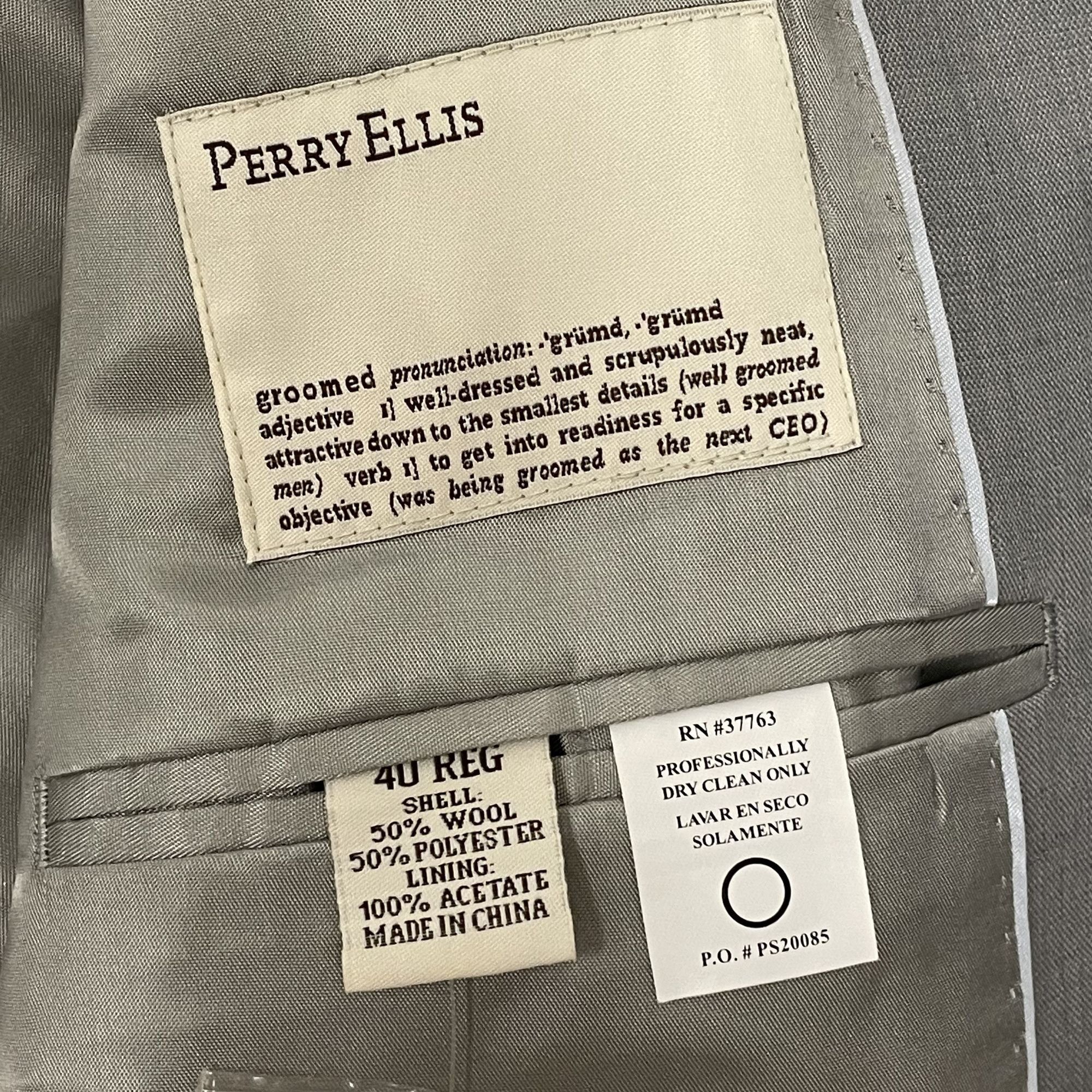 Perry Ellis NEW Perry Ellis Silver Sport Coat 3 Btn MODERN Wool Jacket Size 40R - 6 Thumbnail