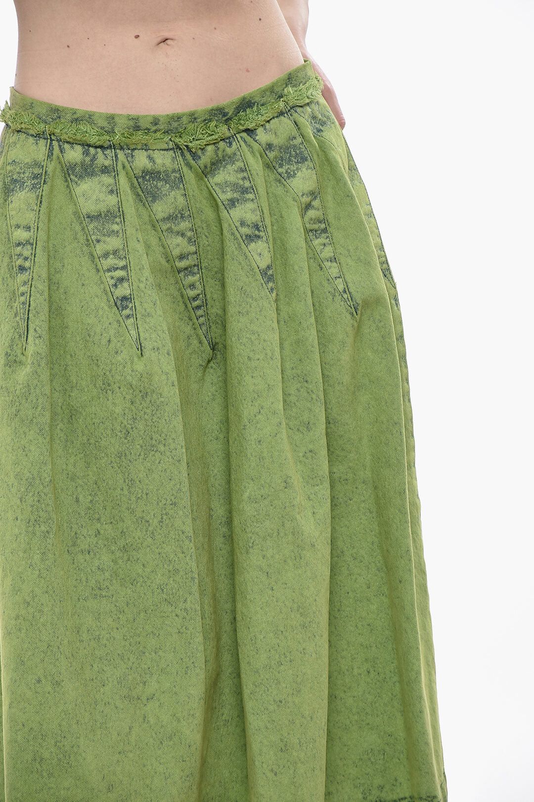 Marni og1mm0326 Flared Midi Denim Skirt in Green Size 27" / US 4 / IT 40 - 3 Thumbnail