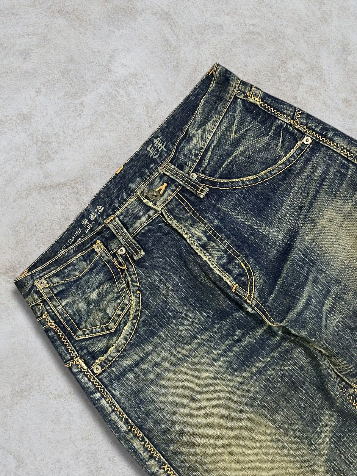 GOSTAR DE FUGA Keiji Itakura Japan Denim Mud Wash Button-Fly Frayed Jeans Size US 31 - 3 Thumbnail