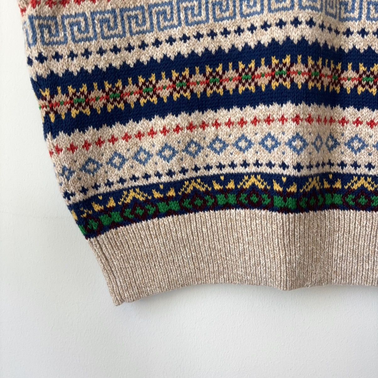 Polo Ralph Lauren Cashmere Linen Blend Fair Isle Sweater Vest V-Neck Size US XL / EU 56 / 4 - 6 Thumbnail