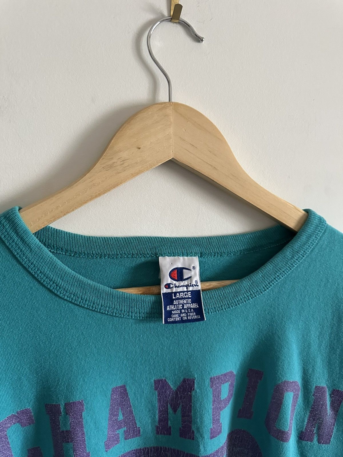 Champion × Vintage 90s Vintage Teal Champion Tee Size US L / EU 52-54 / 3 - 4 Thumbnail