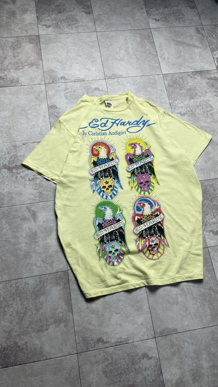 Ed Hardy Vintage Ed Hardy By Christian Audigier Yellow Y2K T-Shirt Size US XL / EU 56 / 4 - 3 Thumbnail