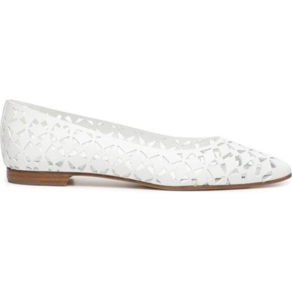 Manolo Blahnik Manolo Blahnik Gelista Perforated Flat in White‎ Geometric F Size US 5.5 / IT 35.5 - 1 Thumbnail
