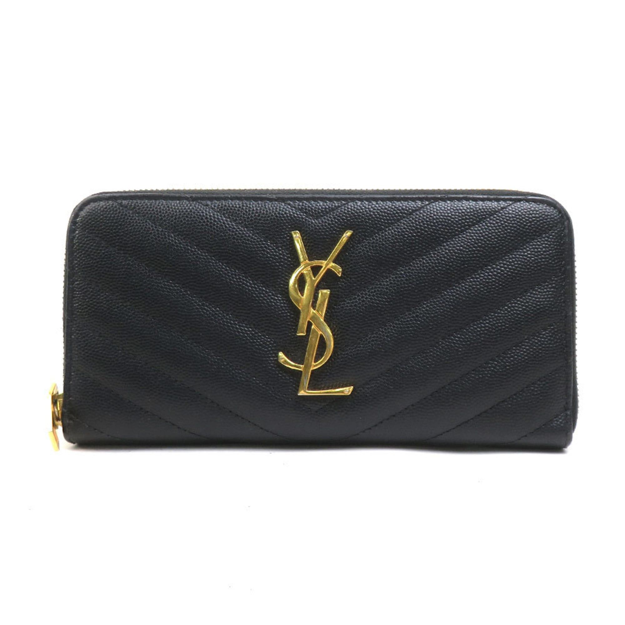 Saint Laurent Paris Saint Laurent round long wallet in black and gold leather for women (h31776g) Size ONE SIZE - 1 Thumbnail