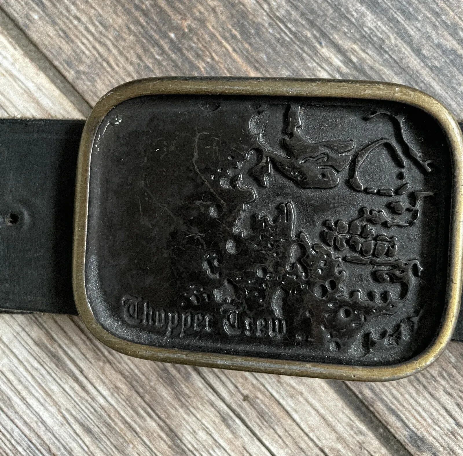 Vintage CHOPPER CREW ARIZONA MOTO BIKER BIKE COW GENUINE BELT 120 cm Size ONE SIZE - 3 Thumbnail