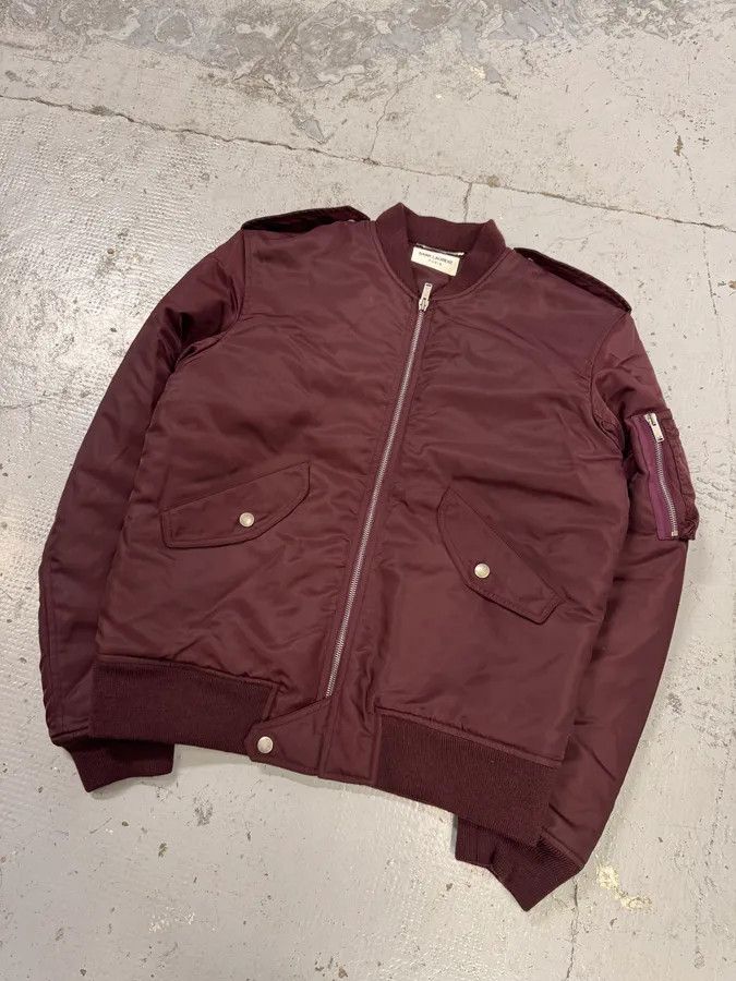 Saint Laurent Paris FW2017 Saint Laurent Bordeaux Nylon Bomber Jacket Size US S / EU 44-46 / 1 - 4 Thumbnail