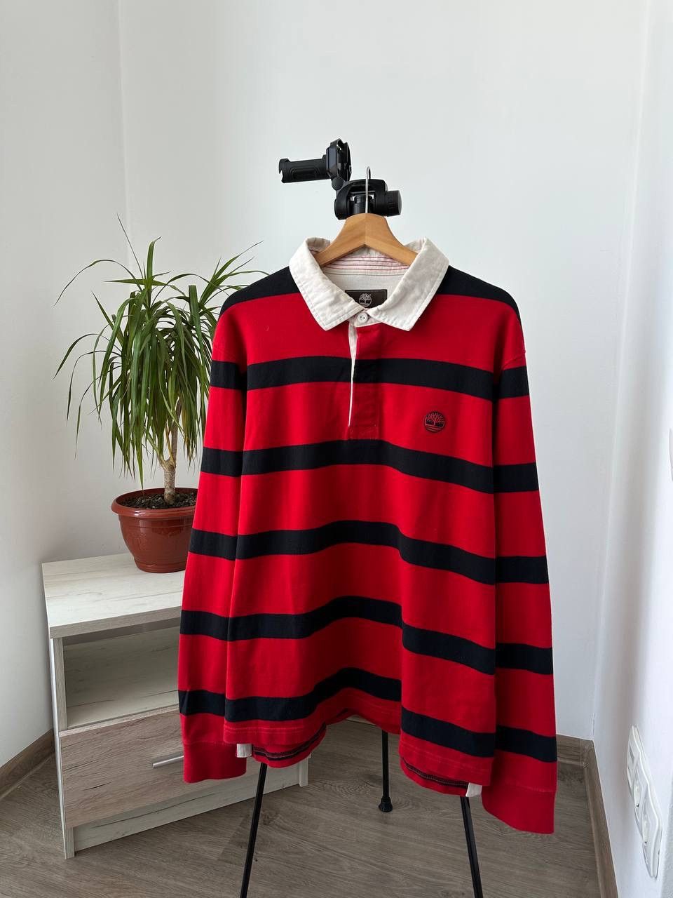 Timberland × Vintage Vintage Timberland Red Rugby Striped Sweatshirt Size US XL / EU 56 / 4 - 1 Thumbnail