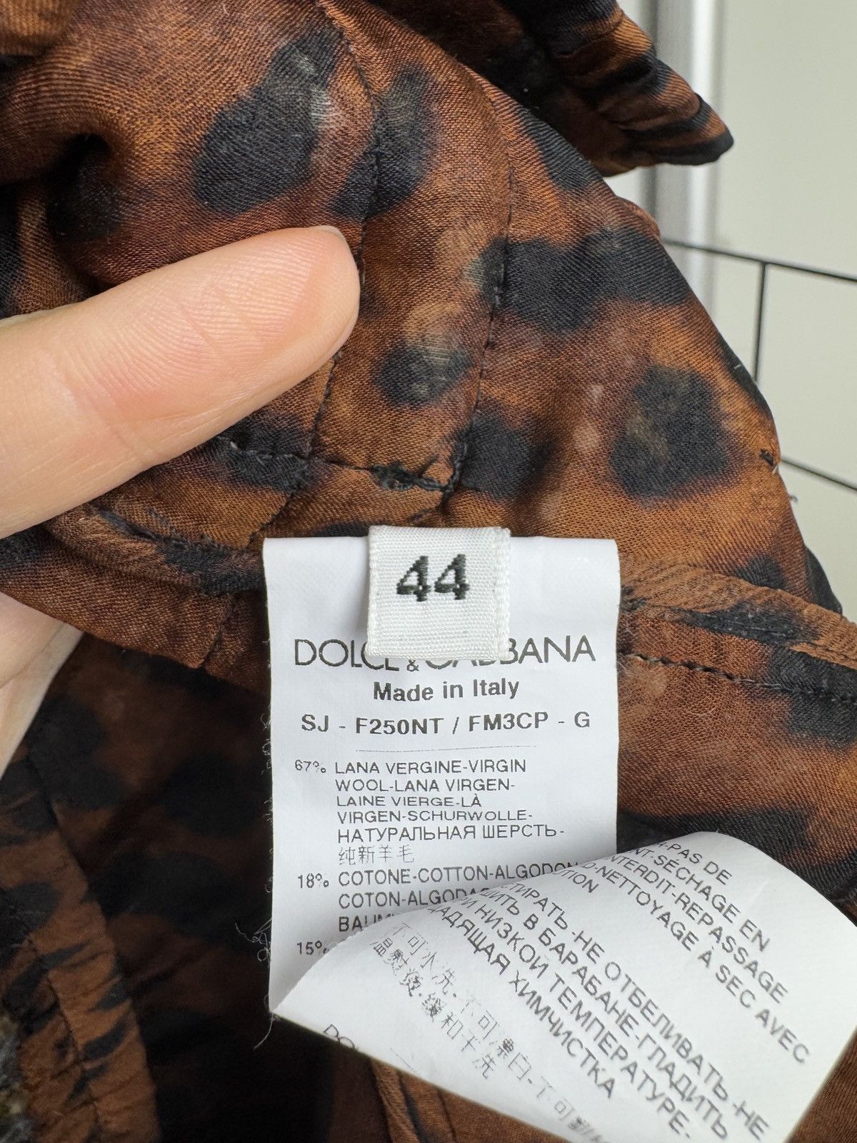 Dolce & Gabbana tweed leopard print wool silk jacket size 44