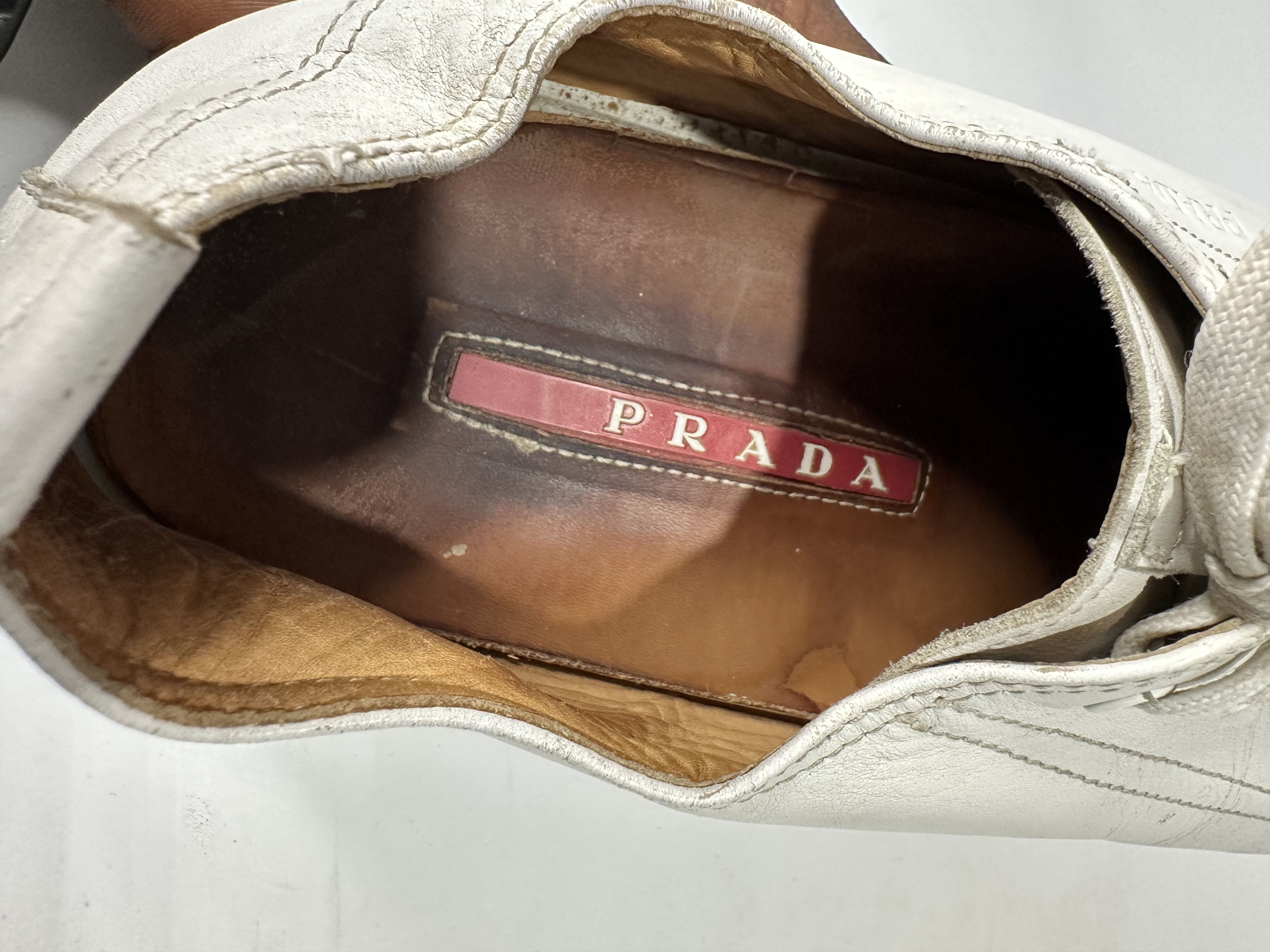 Prada Vintage Prada Distressed White Leather Sneakers SIZE 8 Uk. Size US 8 / EU 41 - 6 Thumbnail
