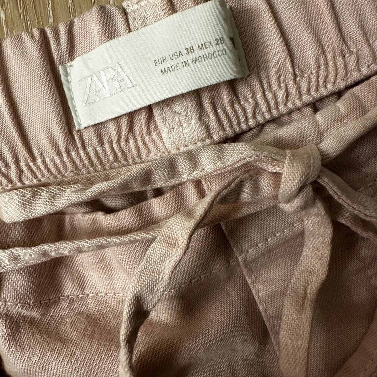 Zara ZARA Woman Pink Linen Blend Wide Leg Pants Trousers EUR 38 Size 30" / US 8 / IT 44 - 5 Thumbnail