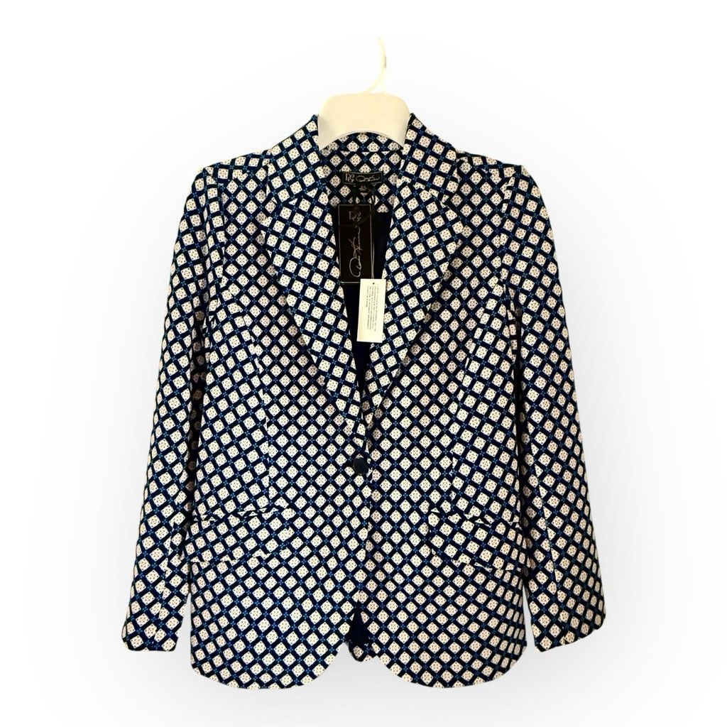 Oscar De La Renta Oscar de la Renta D² Blue/Black Geometric Jacket Size Xs | D Size XS / US 0-2 / IT 36-38 - 7 Thumbnail