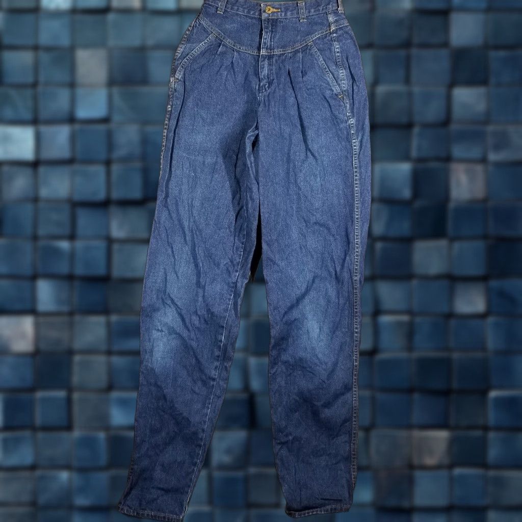 Vintage VINTAGE Brittania Jeans Womens 26X35 Blue High Rise Pleated Tapered Bareback 80s Size 26" / US 2 / IT 38 - 1 Thumbnail