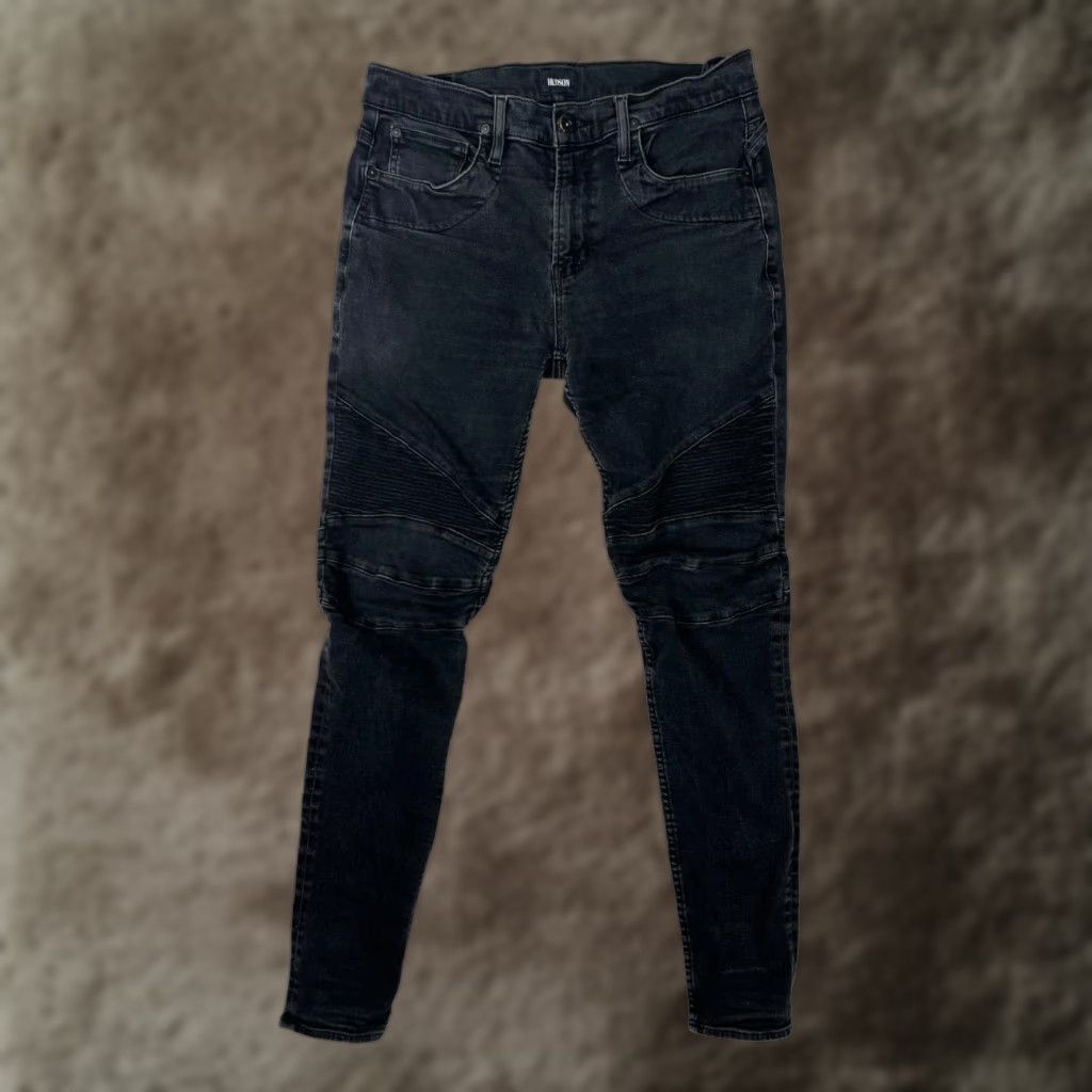Hudson HUDSON Ethan Biker Skinny Jeans Mens 34x34 Gray Moto Stretch Denim Charcoal Wash Logged logo Rivets Size US 34 / EU 50 - 1 Thumbnail