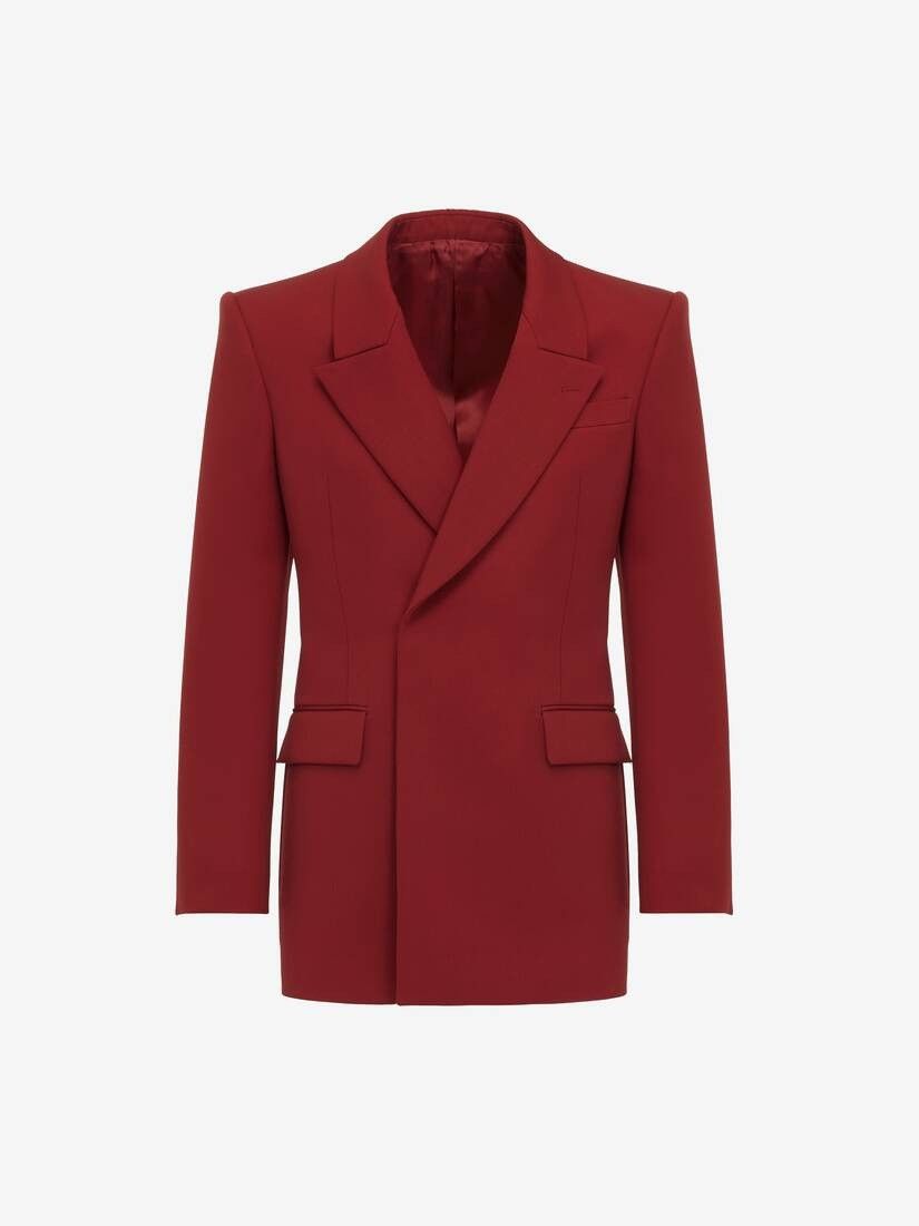 Alexander McQueen o1w1db10725 Horizontal Lapel Double-Breasted Jacket Garnet Size US XXL / EU 58 / 5 - 1 Thumbnail