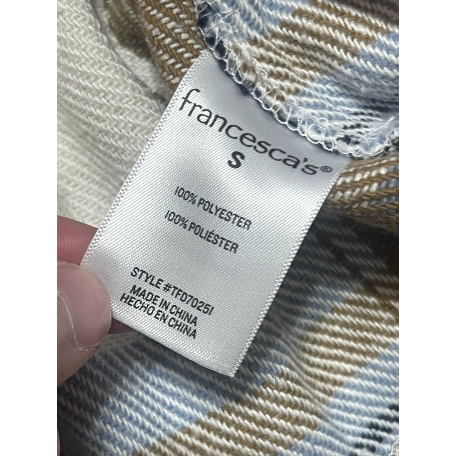 Vintage Blue Rain by Francesca's Skirt Women's Small Brown White Blue Side Zip Size 28" / US 6 / IT 42 - 6 Thumbnail