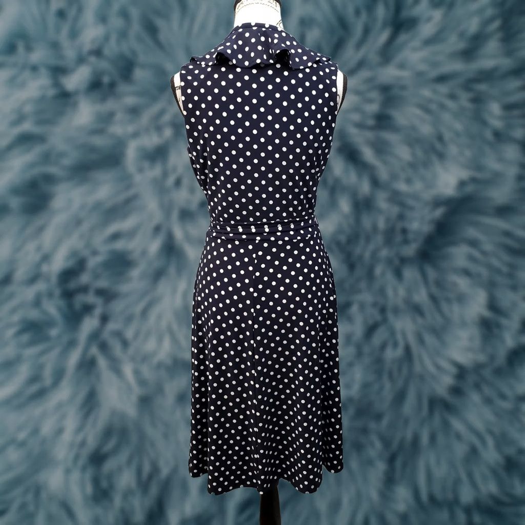 Chaps Chaps Womens Wrap Dress M Sleeveless V-Neck Polka Dot Yellow? Multicolor Blue White Size M / US 6-8 / IT 42-44 - 1 Thumbnail