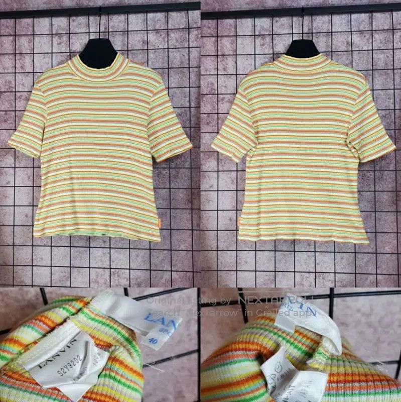 Other Lanvin Yellow Striped Cotton Summer T-Shirt . Size M / US 6-8 / IT 42-44 - 2 Thumbnail
