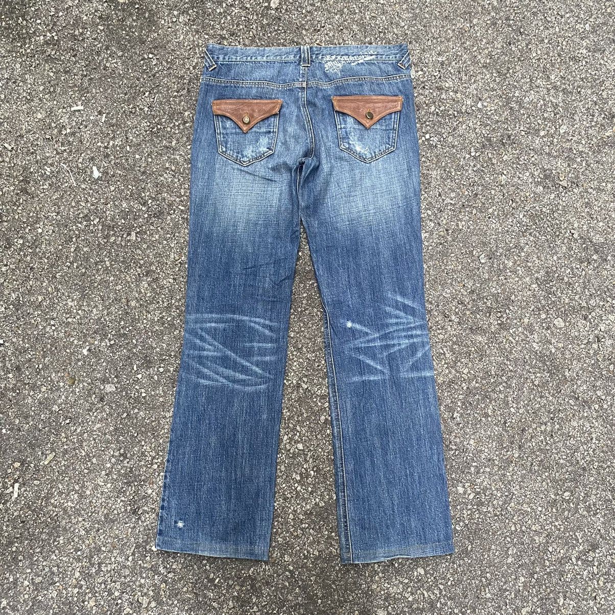 If Six Was Nine MCD Mcdmsion Leather Pocket Denim Punk Distressed Denim Size US 33 - 7 Thumbnail