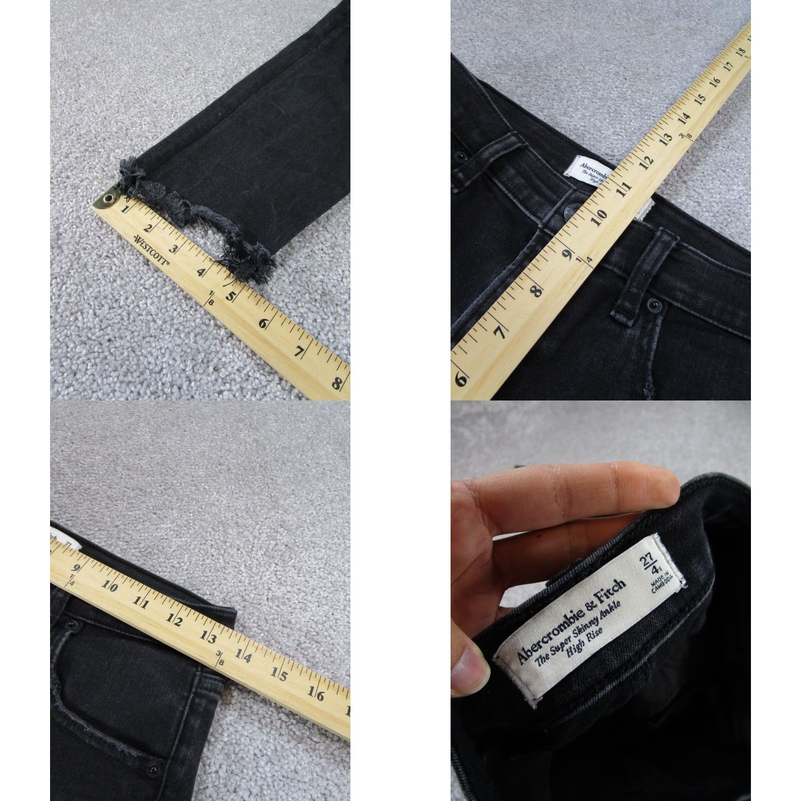 Abercrombie & Fitch Abercrombie Fitch Womens Skinny Jeans 27 Super Skinny Ankle Black Denim Size 27" / US 4 / IT 40 - 4 Thumbnail