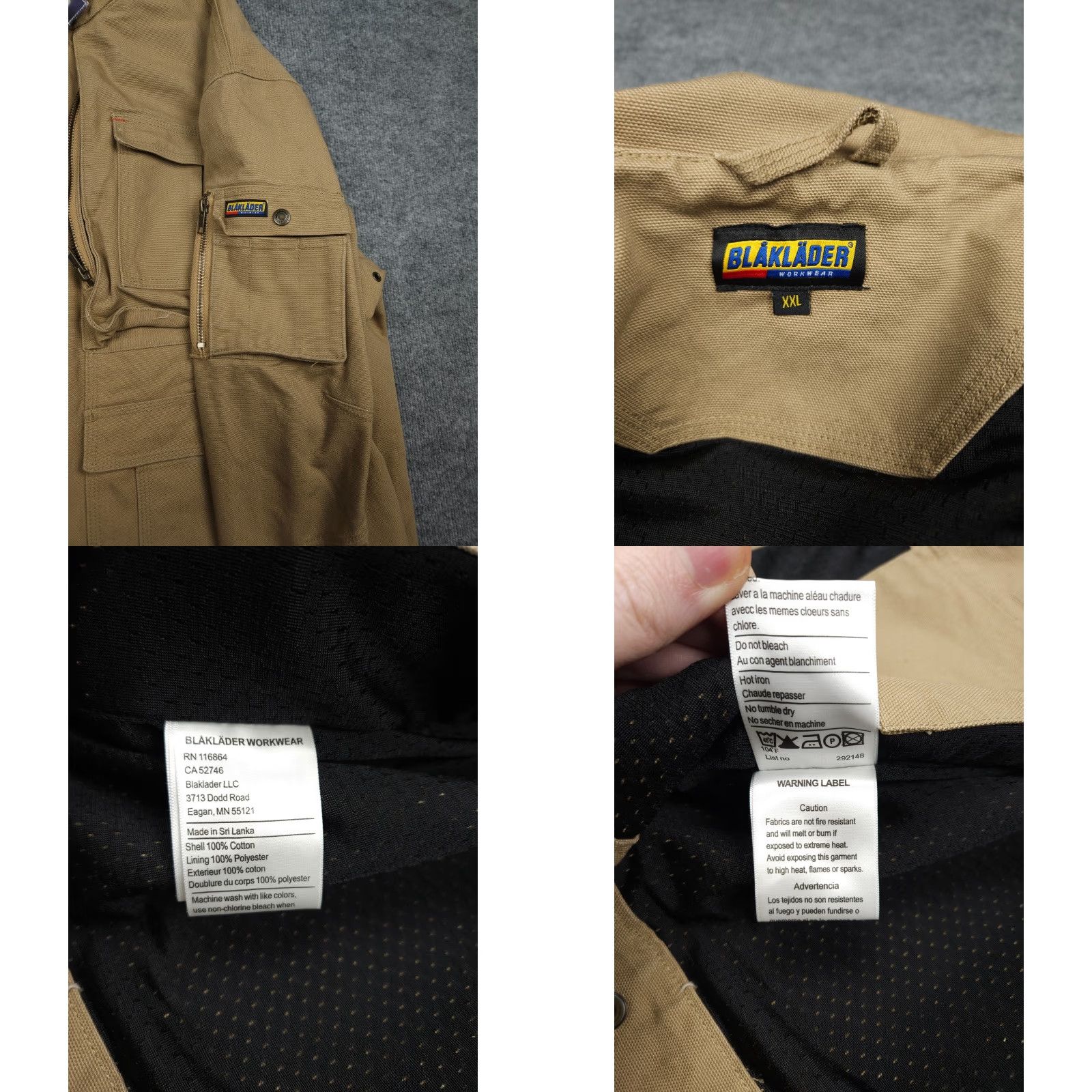 Vintage BLAKLADER Brawny Canvas Jacket Men 2XL Brown Heavy Duty Zip Pockets NWT Size US XXL / EU 58 / 5 - 8 Thumbnail