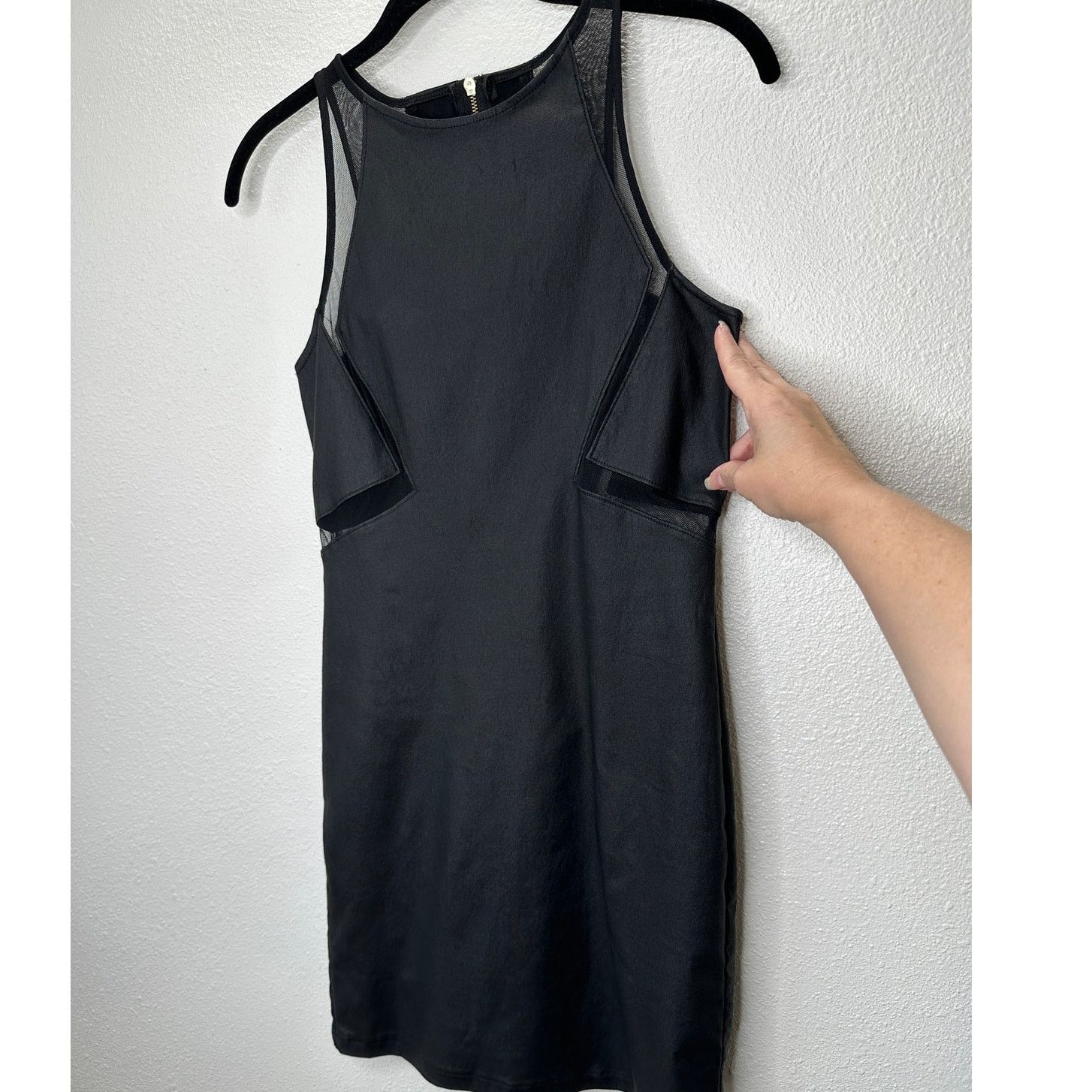 Other ANGL Black Faux Leather Mesh Cutout High Neck Dress M Size M / US 6-8 / IT 42-44 - 2 Thumbnail