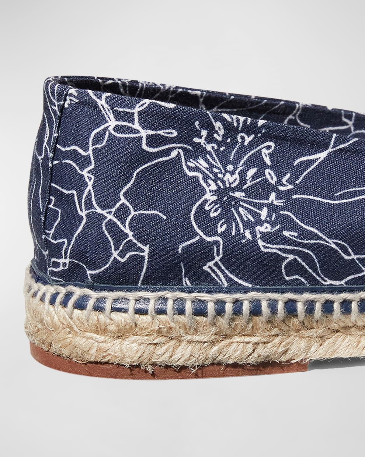 Loro Piana o1srvl11e0825 Seaside Walk Floral Linen Espadrilles in Blue Size US 12 / EU 45 - 6 Thumbnail