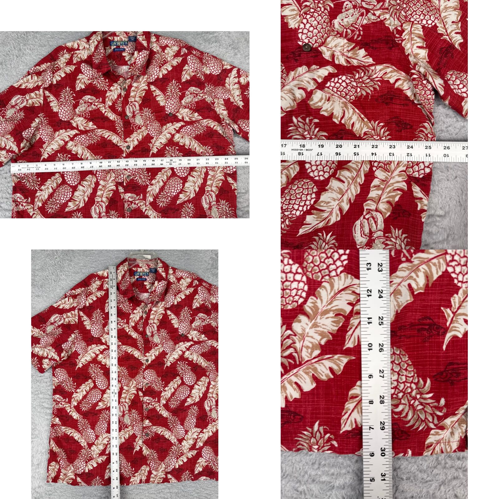 Vintage VINTAGE Campia Moda Shirt Men 2XL Red Floral Pineapple 100% Rayon Hawaiian Wood Button Up Size US XXL / EU 58 / 5 - 8 Thumbnail