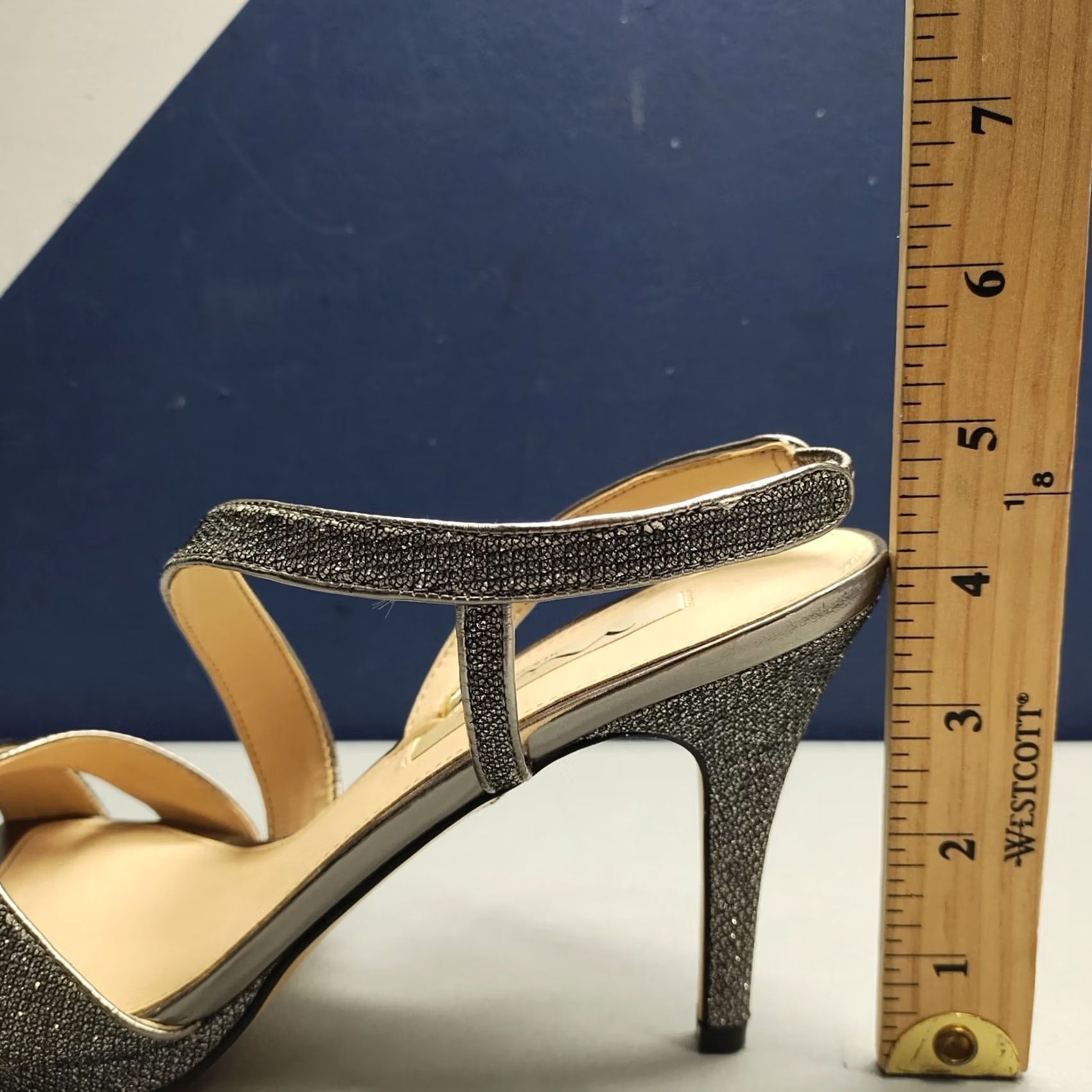 Vintage Nina New York Slingback Sandals Womens 9.5M Gray Metallic Stiletto Heels Slip On Size US 10 / IT 40 - 8 Thumbnail