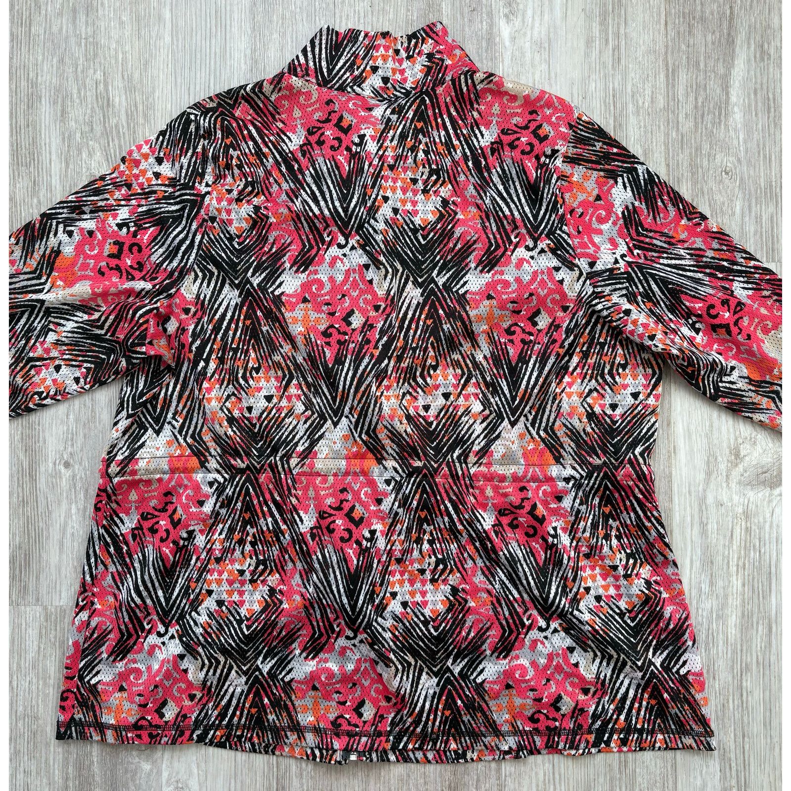 Other CJ Banks | Abstract Zip Stretch Mesh 3/4 Sleeve Top | 2X Size XXL / US 16-18 / IT 52-54 - 2 Thumbnail