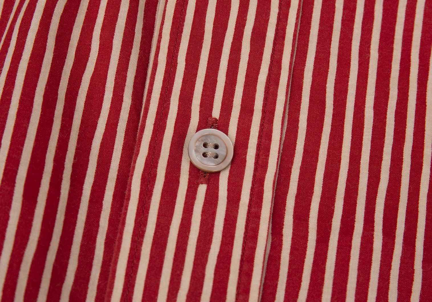 Issey Miyake Cotton Stripe Band Collar Pullover Shirt Red Cream Size US S / EU 44-46 / 1 - 5 Thumbnail