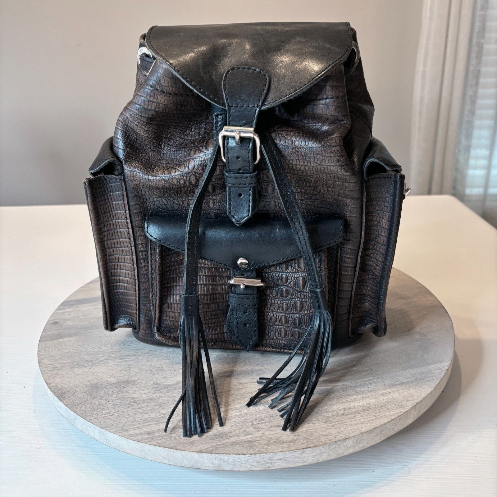 Freebird by Steven leather backpack Freebird Steven Leather Backpack Boho Fringe Buckle Brown  main image 3