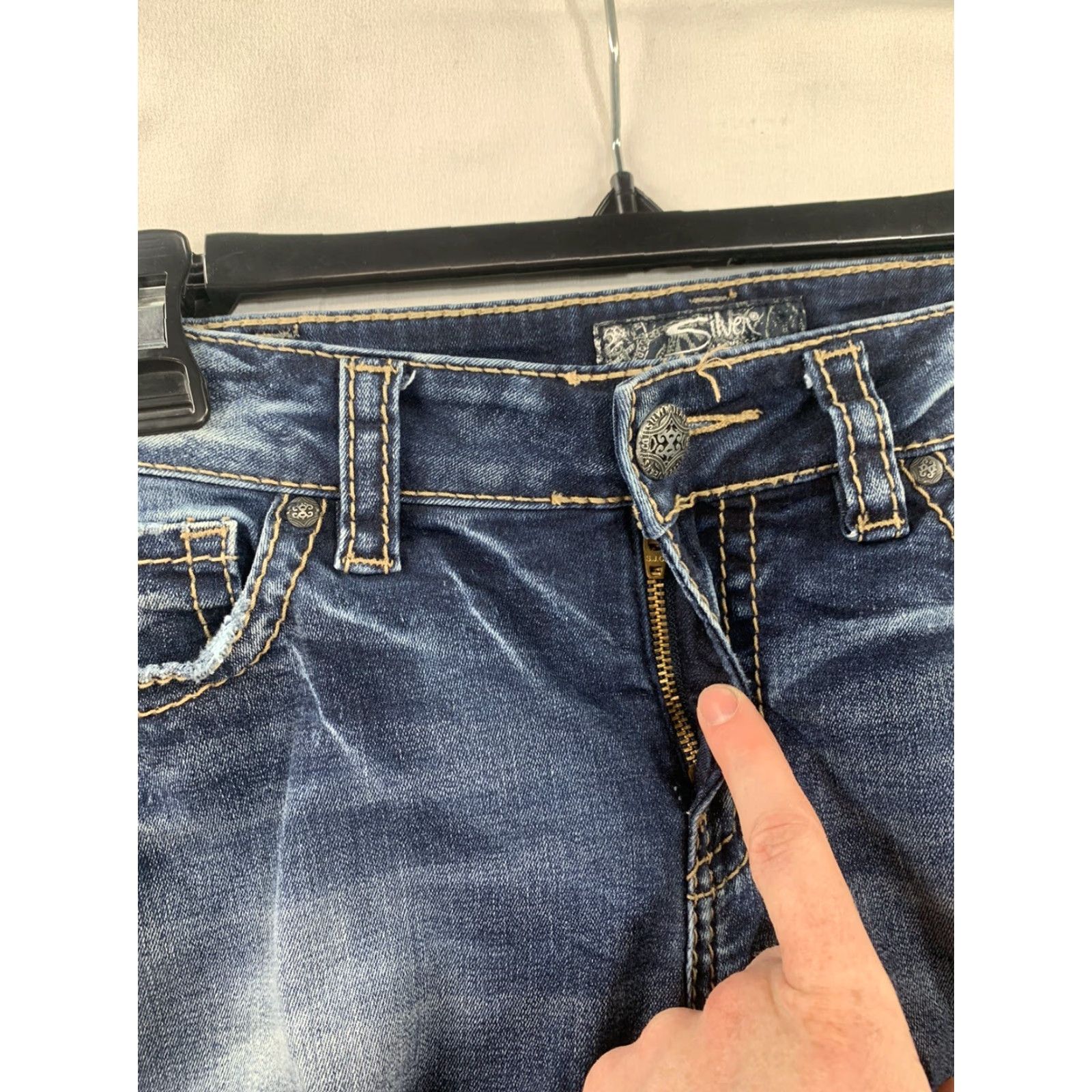 Silver Jeans Co. Silver Suki Mid Straight Jeans Womens 32x30 Dark Wash Stretch Fluid Denim Size 24" / US 00 / IT 34 - 3 Thumbnail