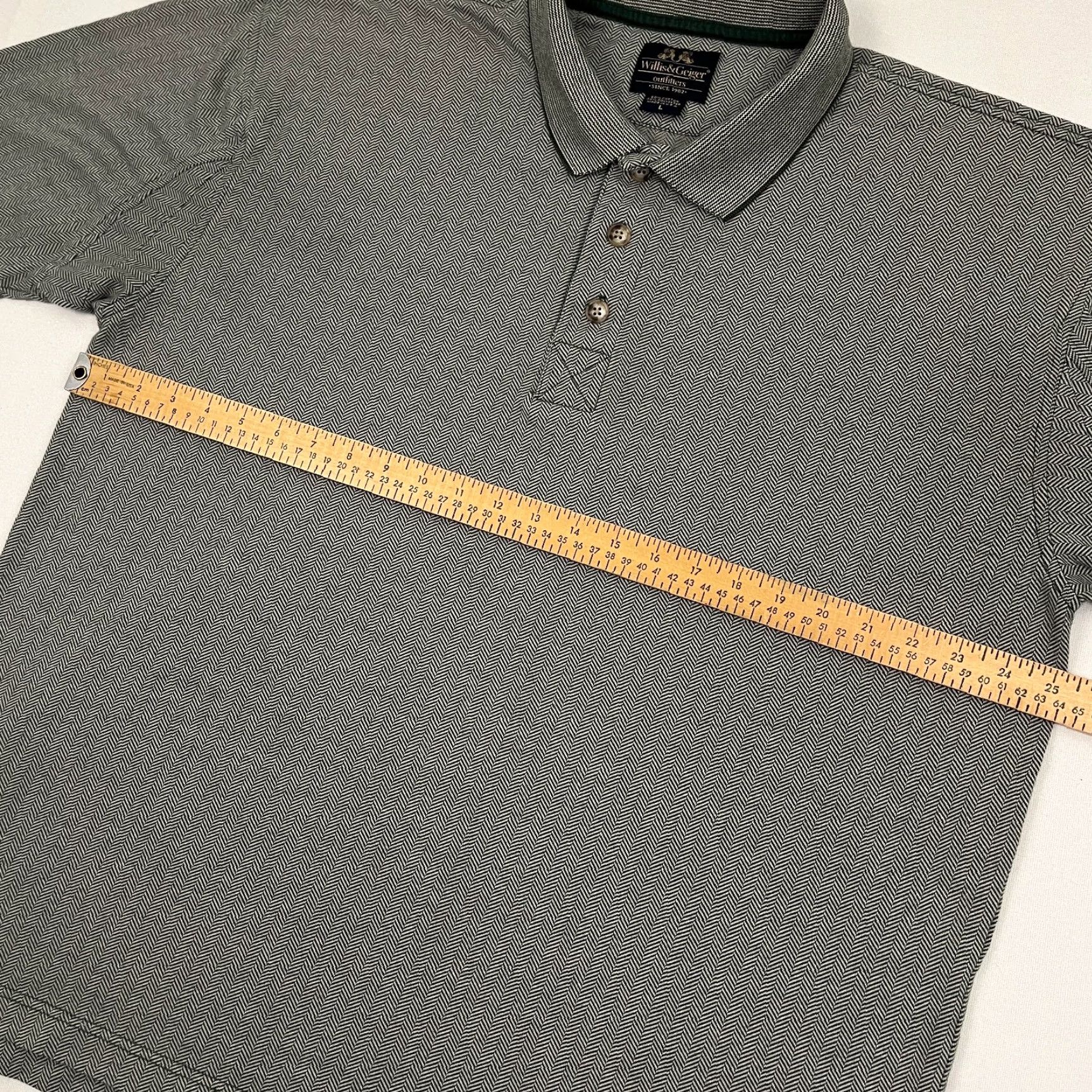 Vintage VINTAGE Willis & Geiger Polo Shirt Mens Large Green Herringbone Preppy Made in USA Size US L / EU 52-54 / 3 - 5 Thumbnail