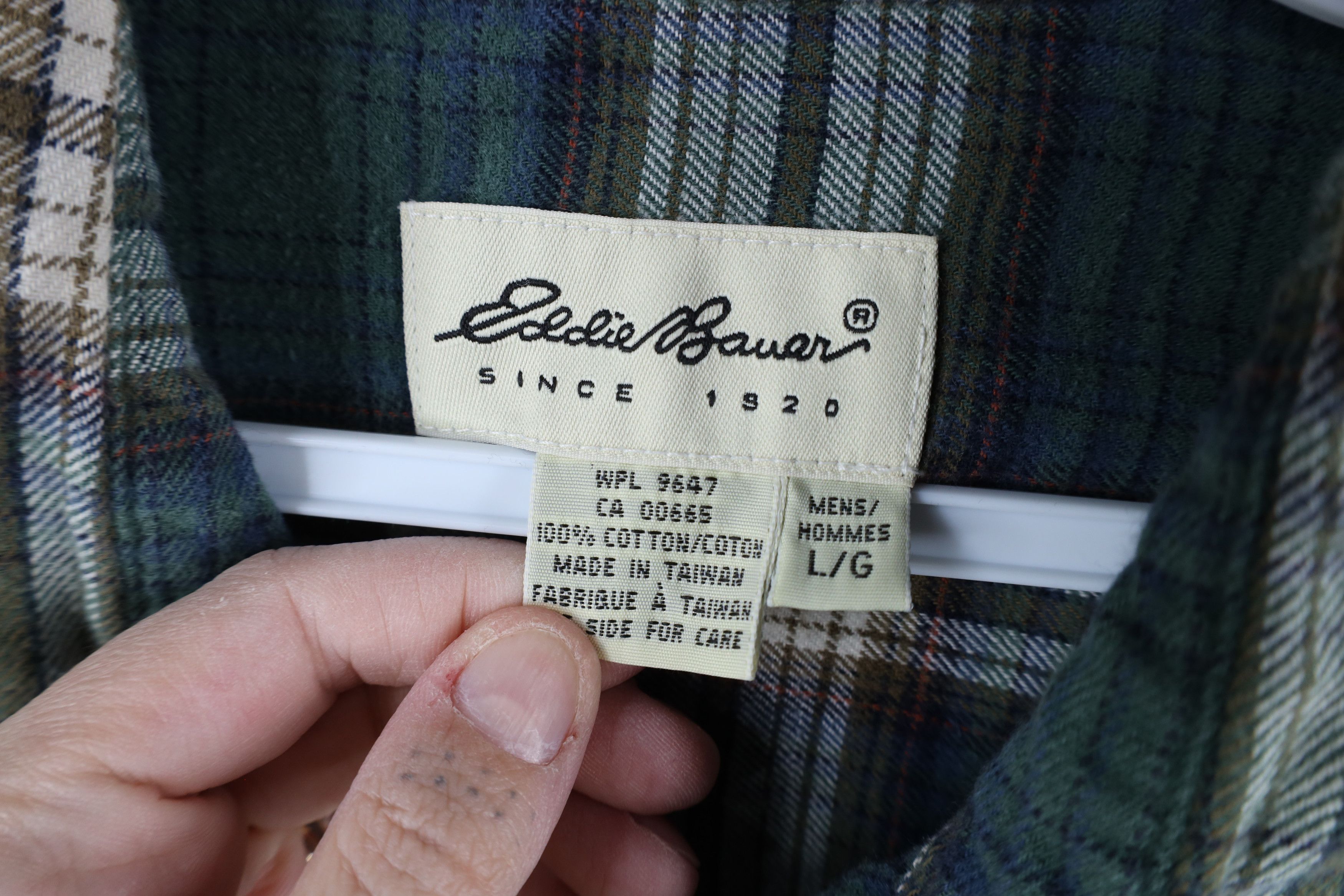 Eddie Bauer × Vintage Vintage 90s Eddie Bauer Flannel Collared Button Shirt Plaid Size US L / EU 52-54 / 3 - 7 Thumbnail